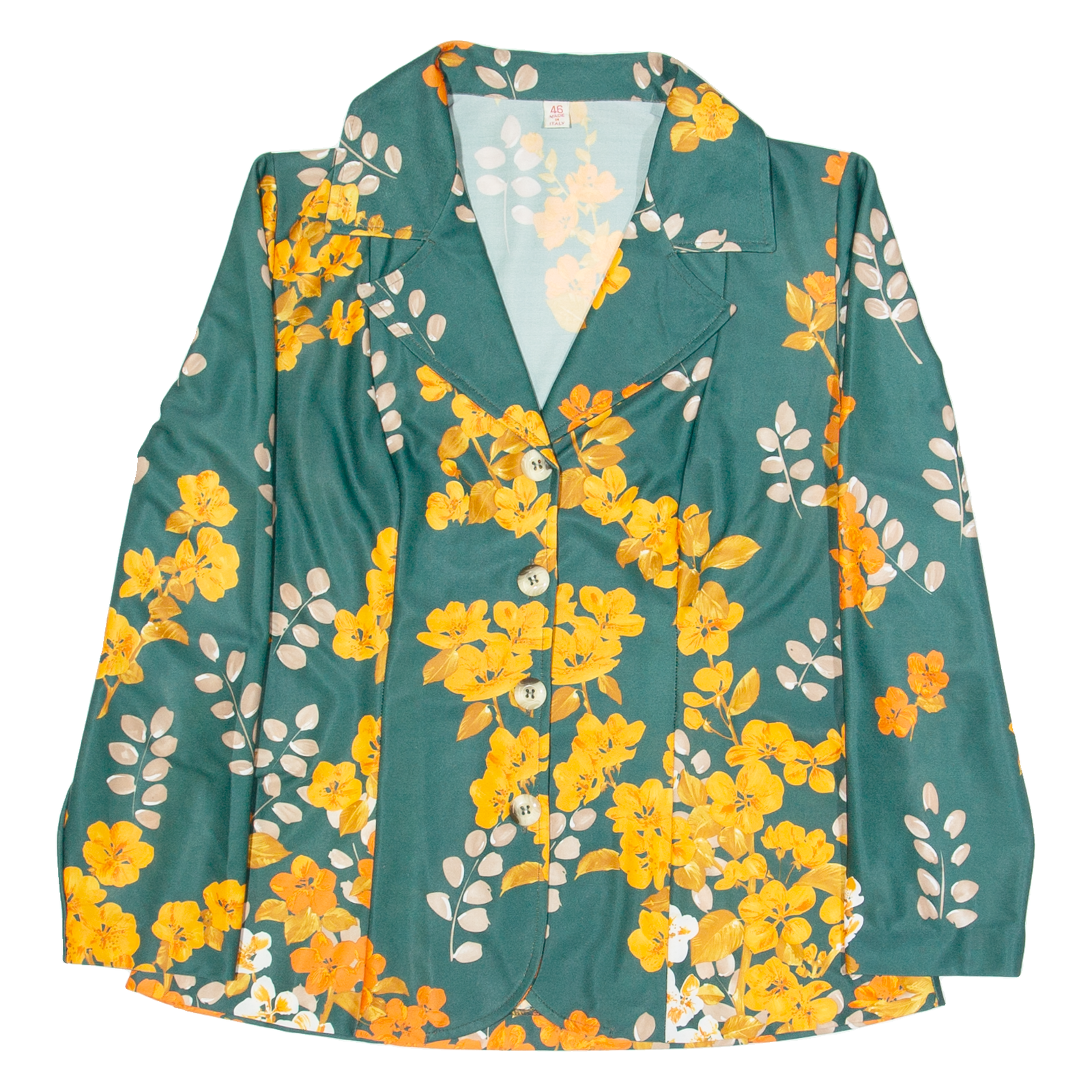 Womens Printed Blouse Green V-Neck Long Sleeve Floral M Refurbished - N/A refurbished available on Cerqular