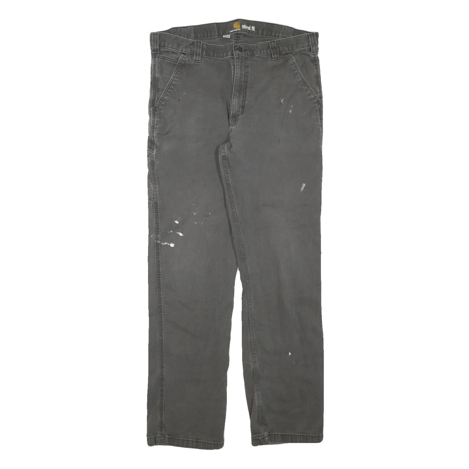 CARHARTT Mens Cotton Blend Grey Regular Straight Trousers W36 L34 Workwear Refurbished - N/A refurbished available on Cerqular
