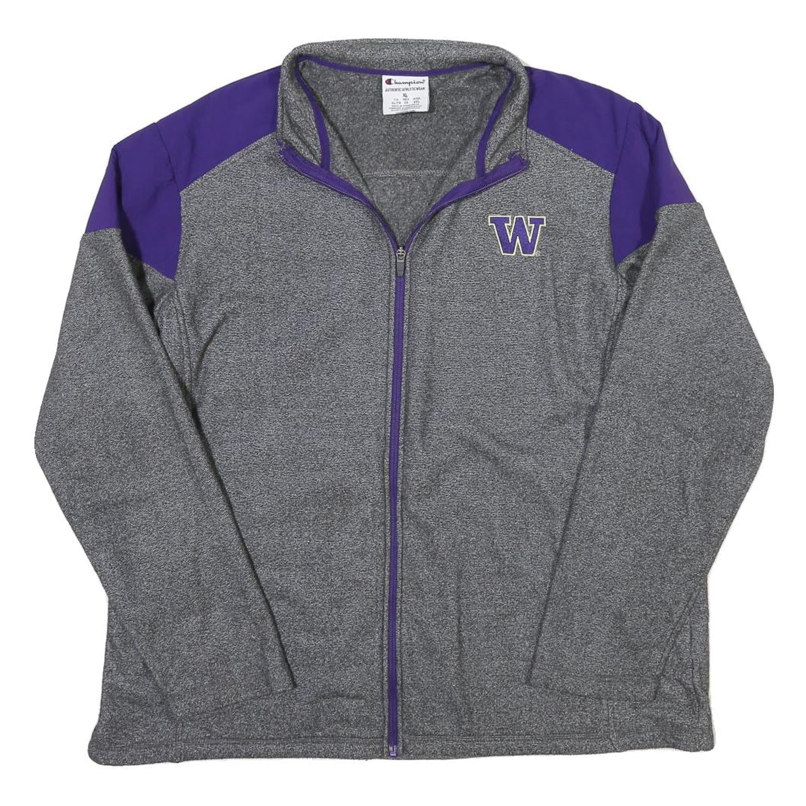 CHAMPION Mens Grey & Purple Zip Jacket XL Polyester Blend Huskies Athletic Refurbished - N/A refurbished available on Cerqular