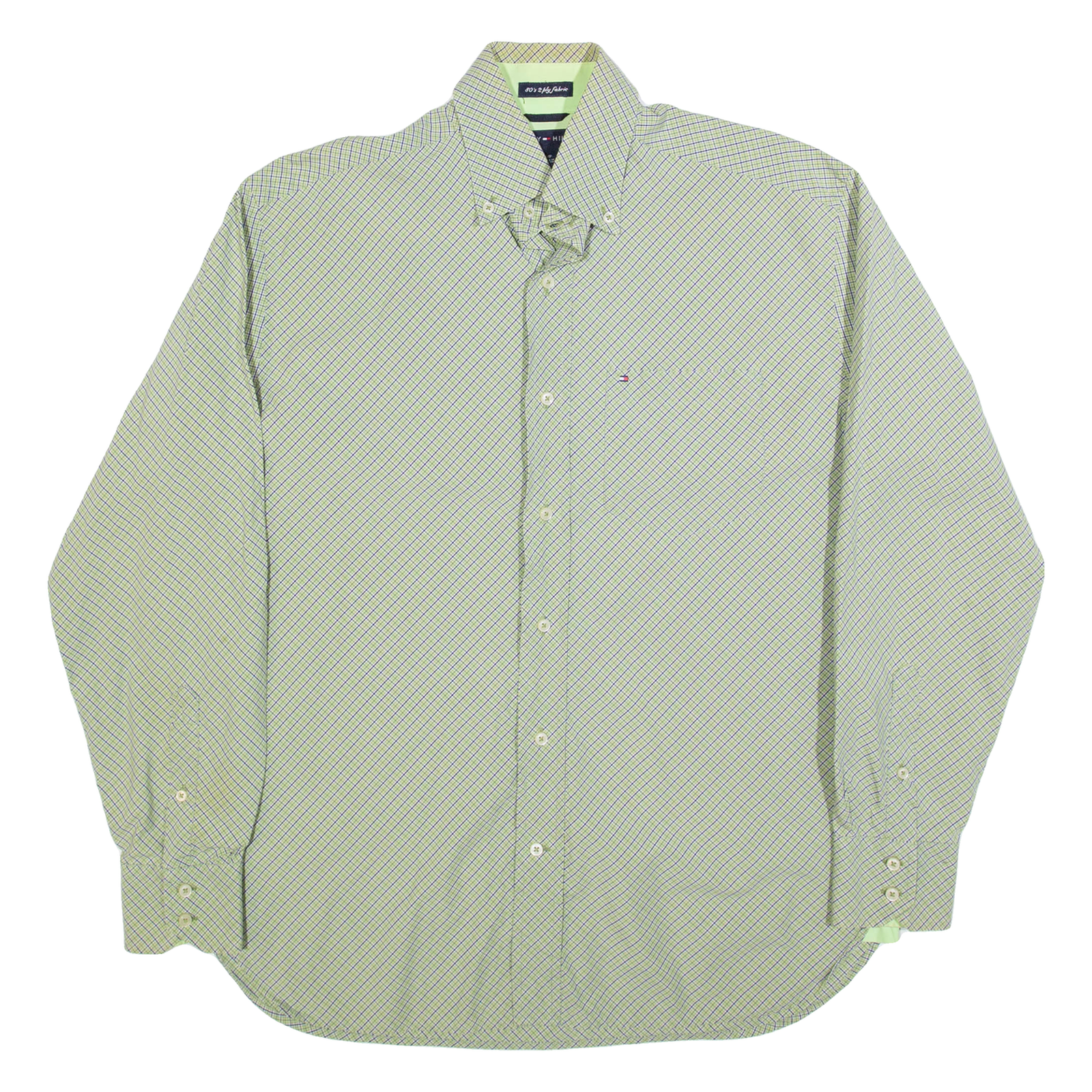TOMMY HILFIGER Mens Shirt Green Check Long Sleeve S Refurbished - N/A refurbished available on Cerqular