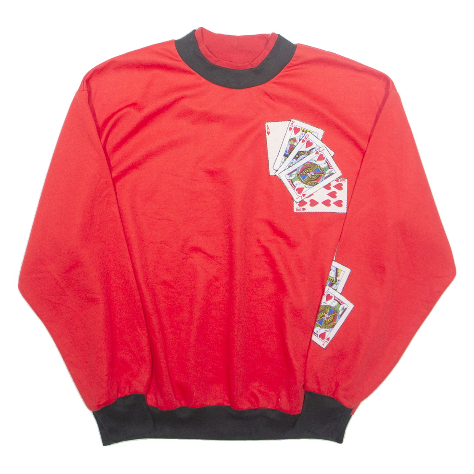 Playing Cards Casino Mens Sweatshirt Red 90s M Refurbished - N/A refurbished available on Cerqular
