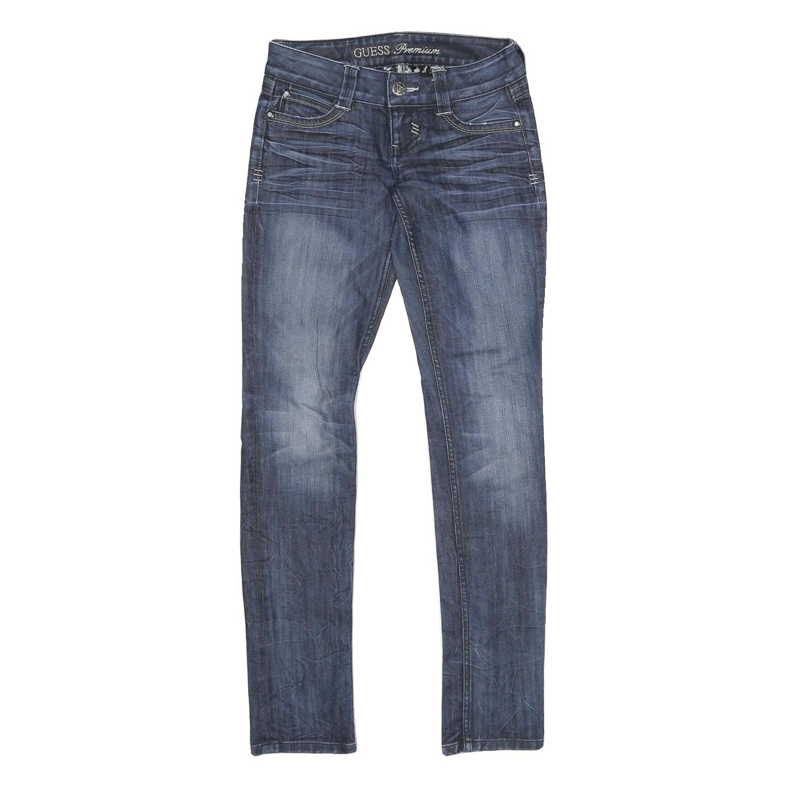 GUESS Womens Jeans Blue Slim Skinny Denim Medium W24 L32 Crystal Skull Back Refurbished - N/A refurbished available on Cerqular