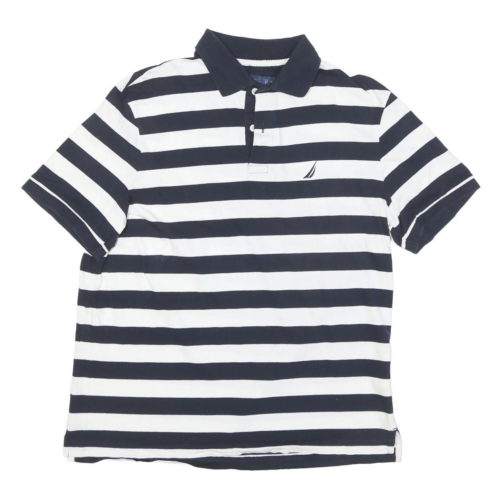 Buy NAUTICA Mens Blue & White Striped Short Sleeve Polo Shirt M Cotton Blend Refurbished - $29.89 NAUTICA Mens Blue & White Striped Short Sleeve Polo Shirt M Cotton Blend Refurbished - N/A refurbished available on Cerqular