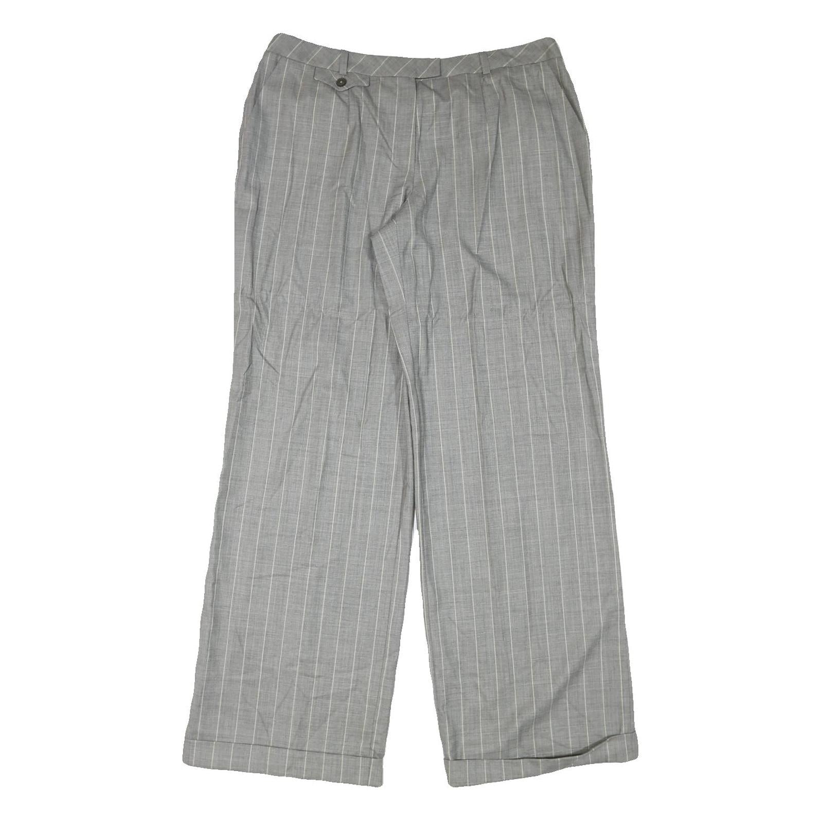 ESCADA Womens Cotton Blend Grey Pinstripe Regular Straight Trousers W34 L33 Refurbished - N/A refurbished available on Cerqular