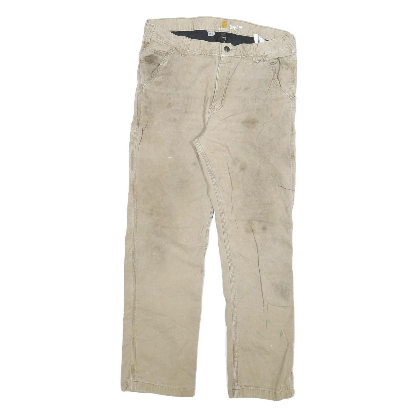 CARHARTT Mens Relaxed Fit Beige Workwear Cotton Blend Trousers W32 L29 Refurbished - N/A refurbished available on Cerqular