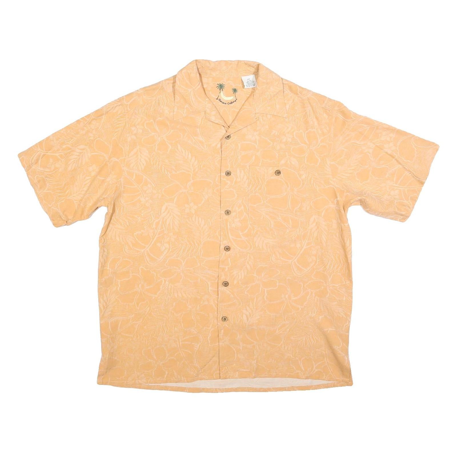 BANANA CABANA Mens Peach Silky Hawaiian Shirt L Relaxed Fit Tropical Beachwear Refurbished - N/A refurbished available on Cerqular