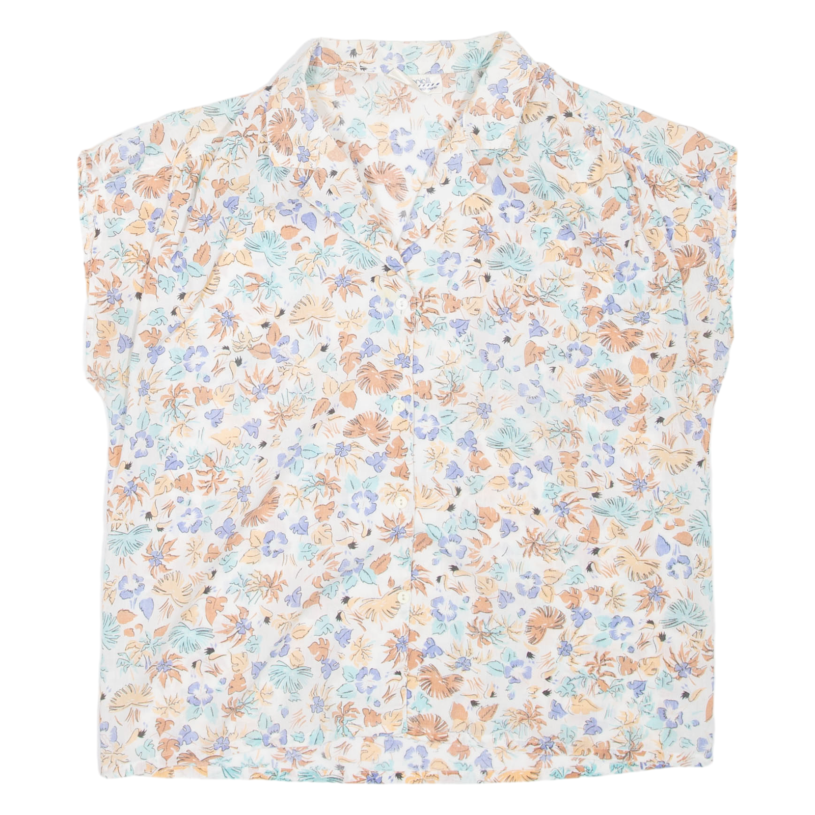 Womens Printed Shirt White Collared Floral L Refurbished - N/A refurbished available on Cerqular