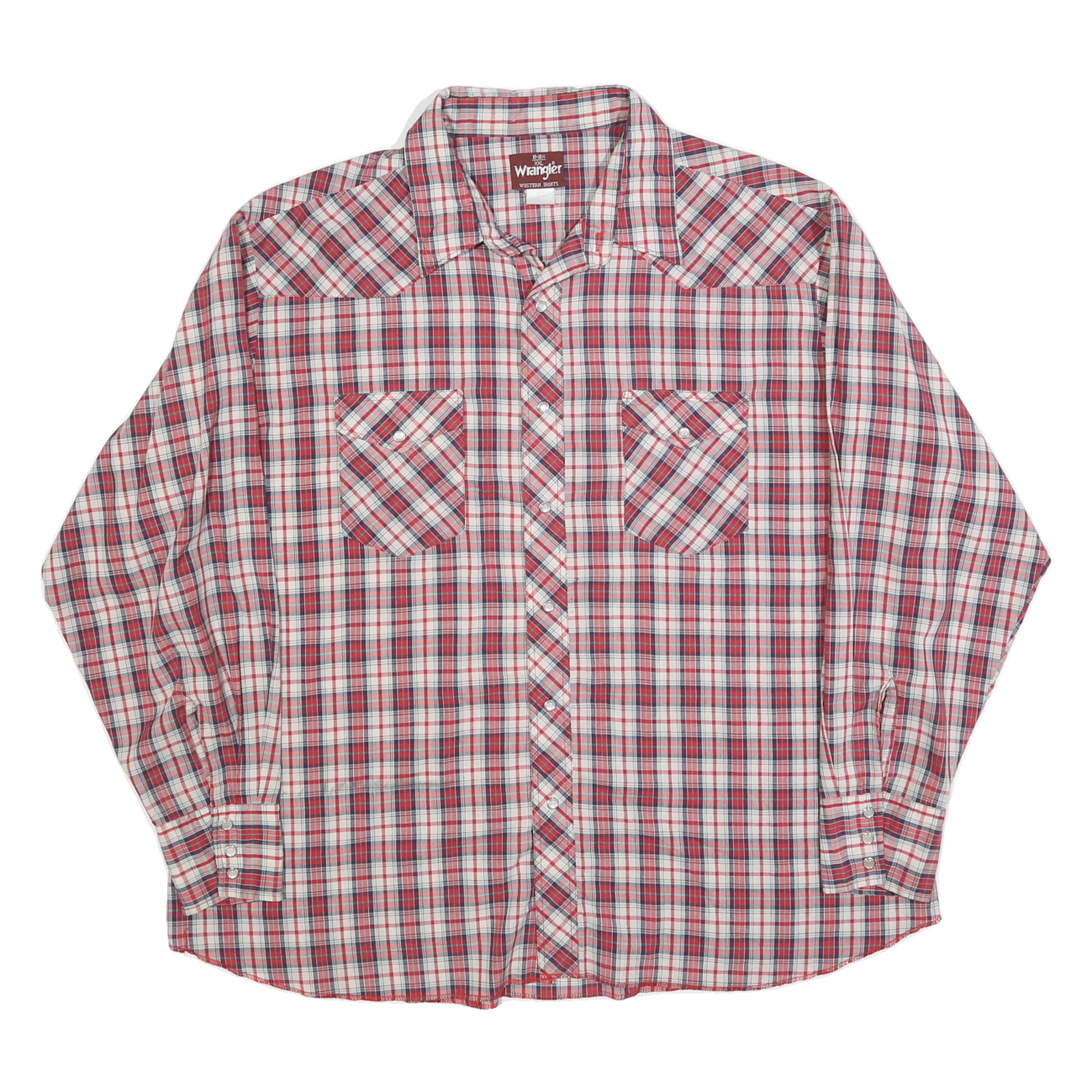 WRANGLER Mens Red & Blue Check Shirt 2XL Western Cotton Blend Long Sleeve Casual Refurbished - N/A refurbished available on Cerqular