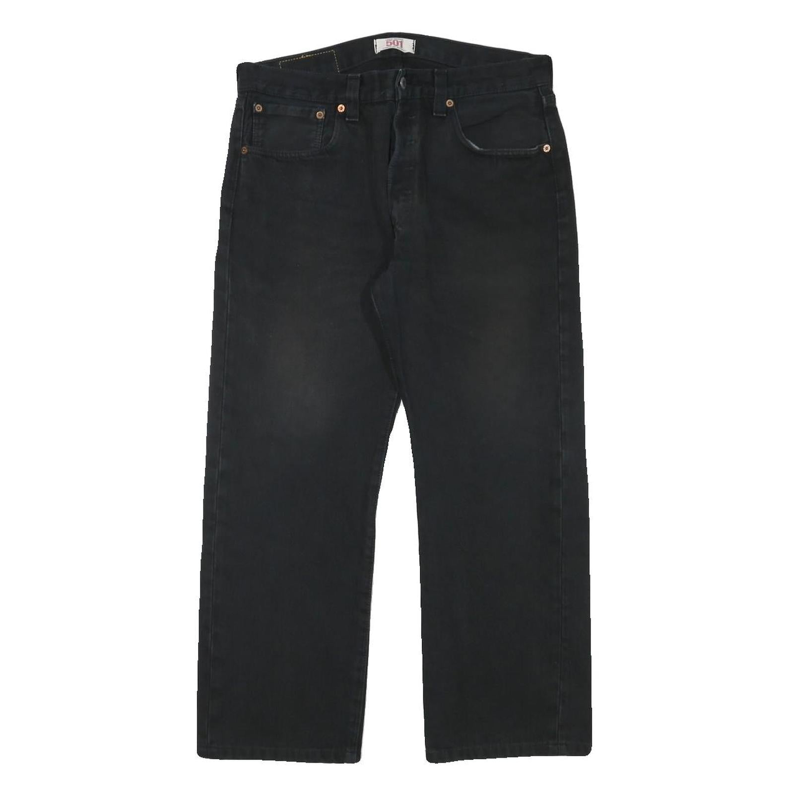 LEVI'S 501 Mens Jeans Black Regular Straight Denim Raw W32 L25 Button Closure Refurbished - N/A refurbished available on Cerqular