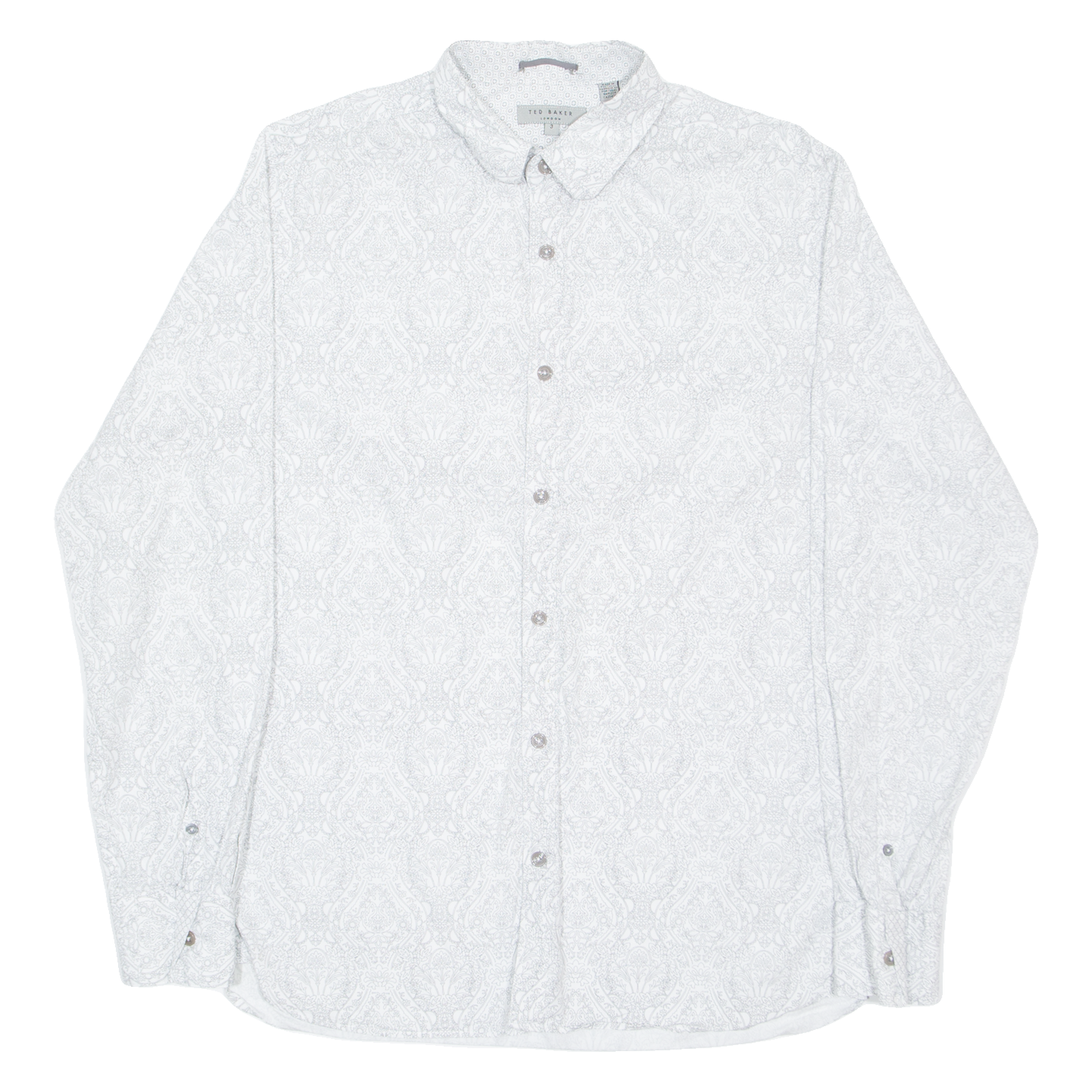TED BAKER Mens Shirt White Crazy Pattern Long Sleeve M Refurbished - N/A refurbished available on Cerqular