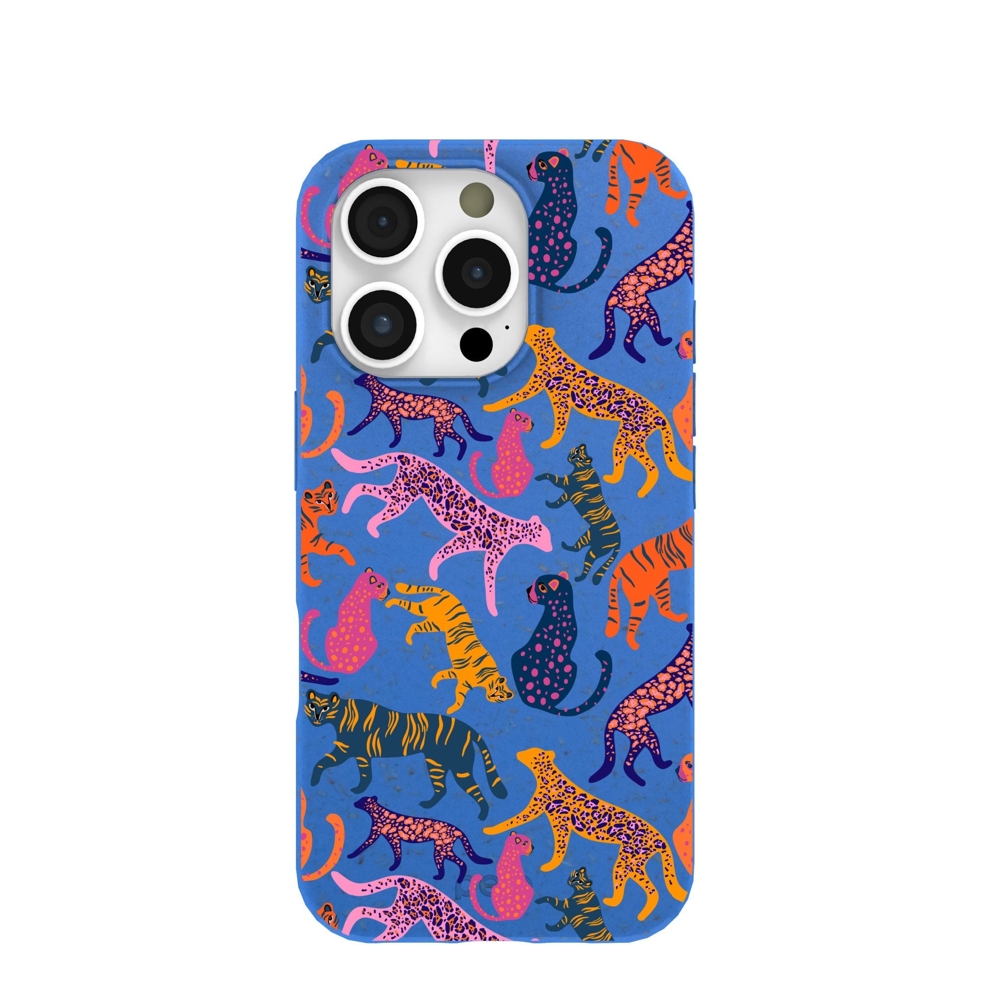 Electric Blue Jungle Cat iPhone 16 Pro Case Refurbished - Pela Case refurbished available on Cerqular