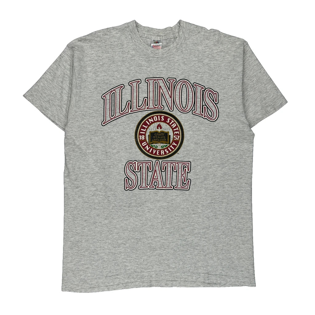 Illinois State University Fruit Of The Loom Single Stitch T-Shirt - XL Grey Cotton Refurbished - Thrifted (note: this is a term often used to describe second- refurbished available on Cerqular
