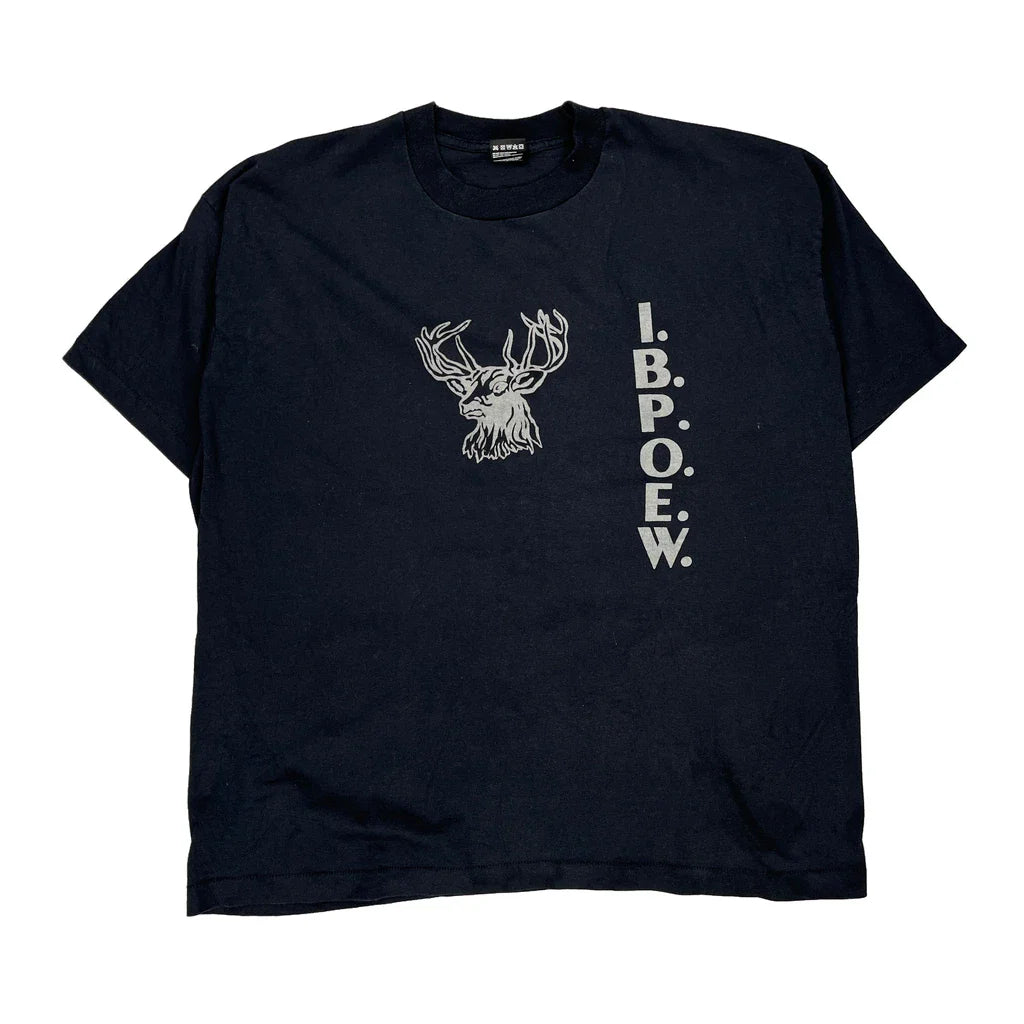 I.B.P.O.E.W. Fruit Of The Loom Single Stitch T-Shirt - 2XL Black Cotton Blend Refurbished - Thrifted (note: this is a term often used to describe second- refurbished available on Cerqular