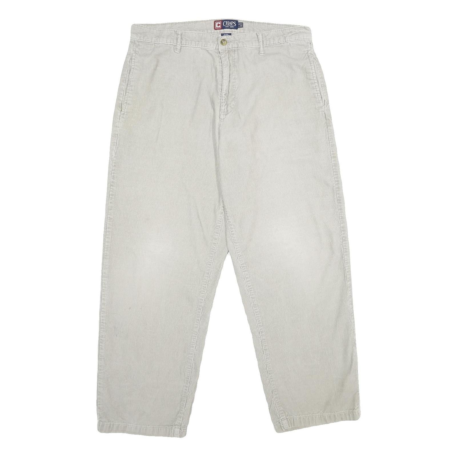 CHAPS Mens Cotton Beige Classic Straight Trousers W34 L30 Casual Zip Closure Refurbished - N/A refurbished available on Cerqular