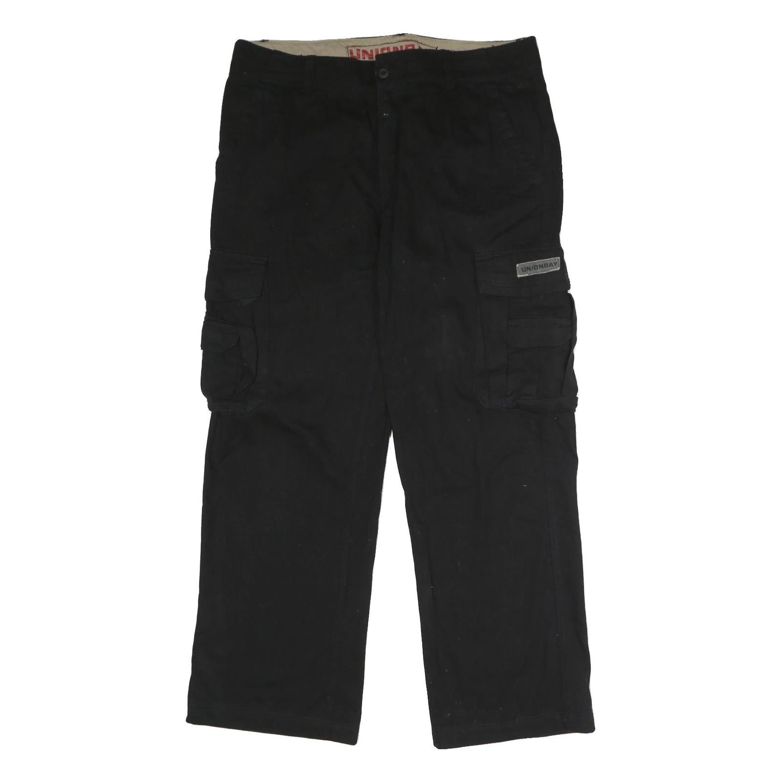 UNION BAY Mens Cotton Black Regular Cargo Trousers W36 L32 Workwear Zip Closure Refurbished - N/A refurbished available on Cerqular