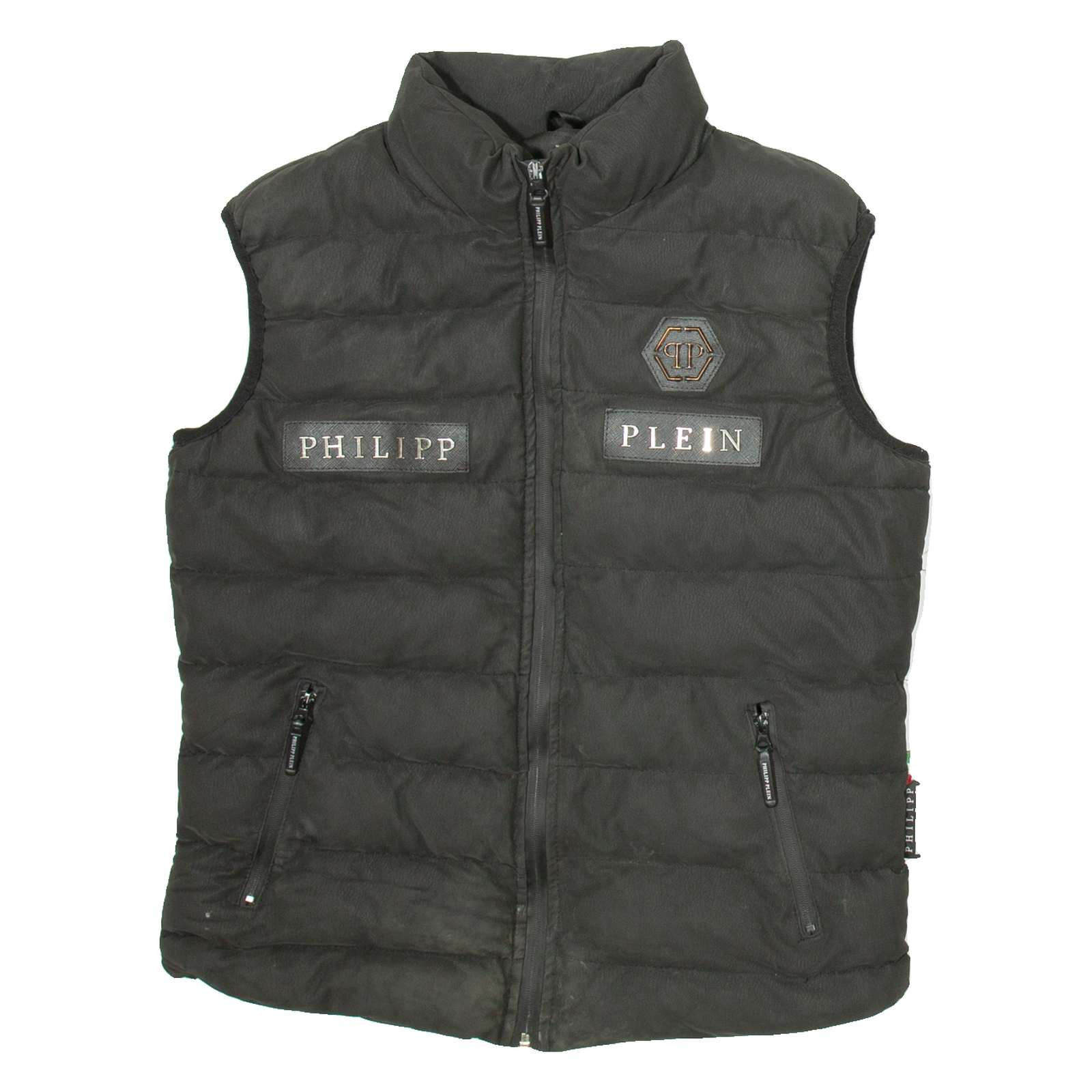 PHILIPP PLEIN Mens Puffer Gilet Black  L Refurbished - N/A refurbished available on Cerqular