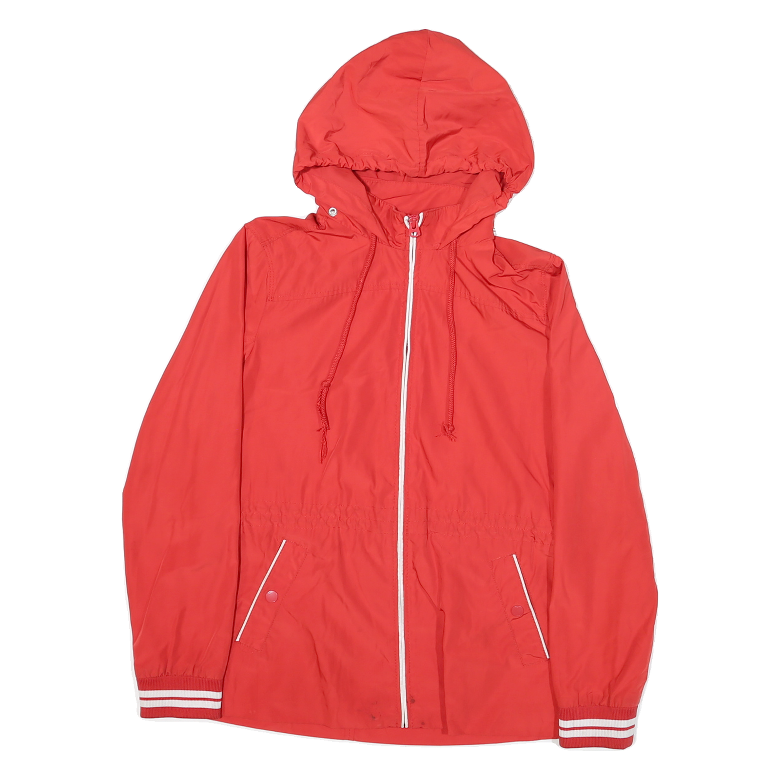 TOMMY HILFIGER Womens Red Outdoor Zip Hooded Jacket S Polyester Blend Plain Refurbished - N/A refurbished available on Cerqular