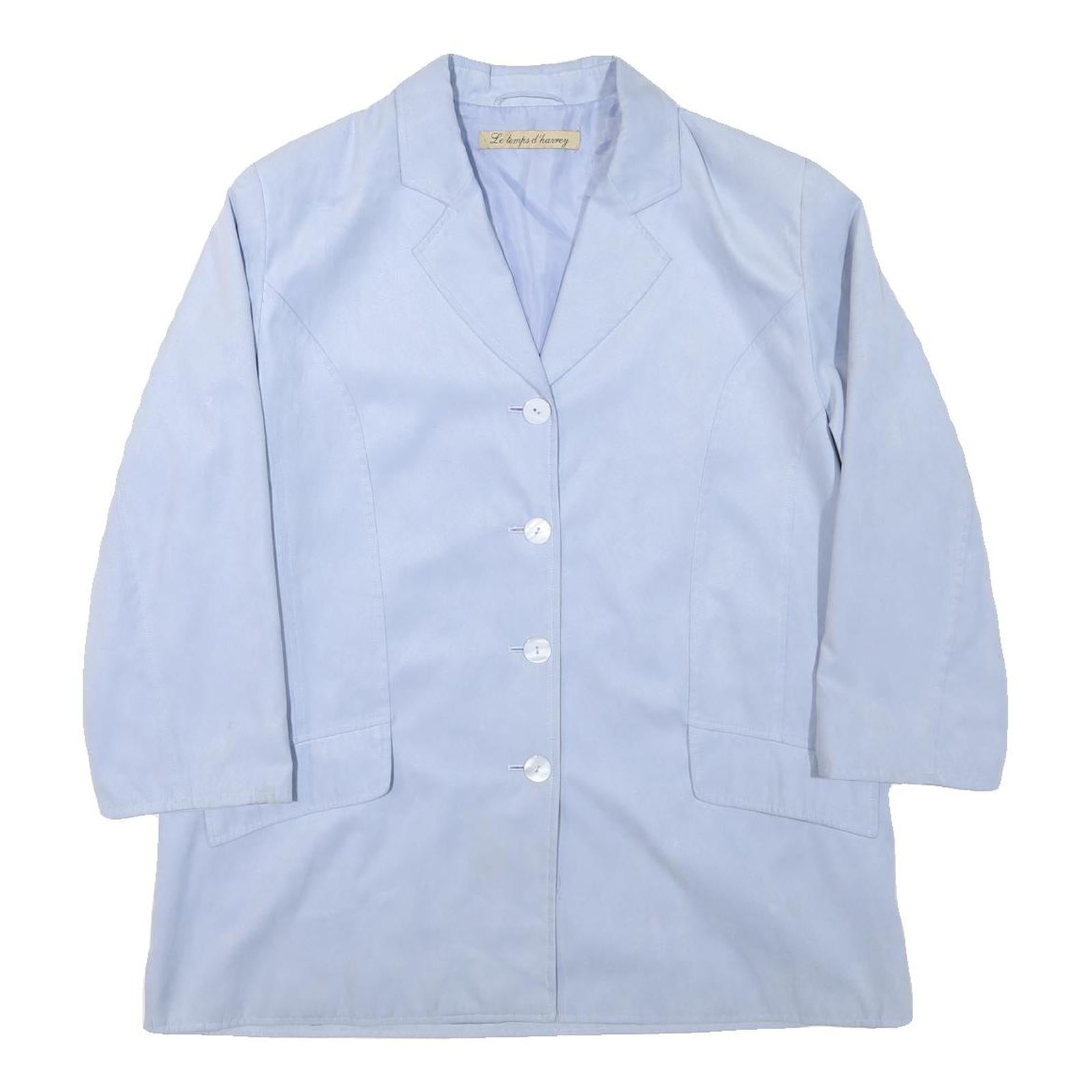 LE TEMPS D'HARVEY Womens Pale Blue Button Jacket L Polyester Blend Tailored Refurbished - N/A refurbished available on Cerqular