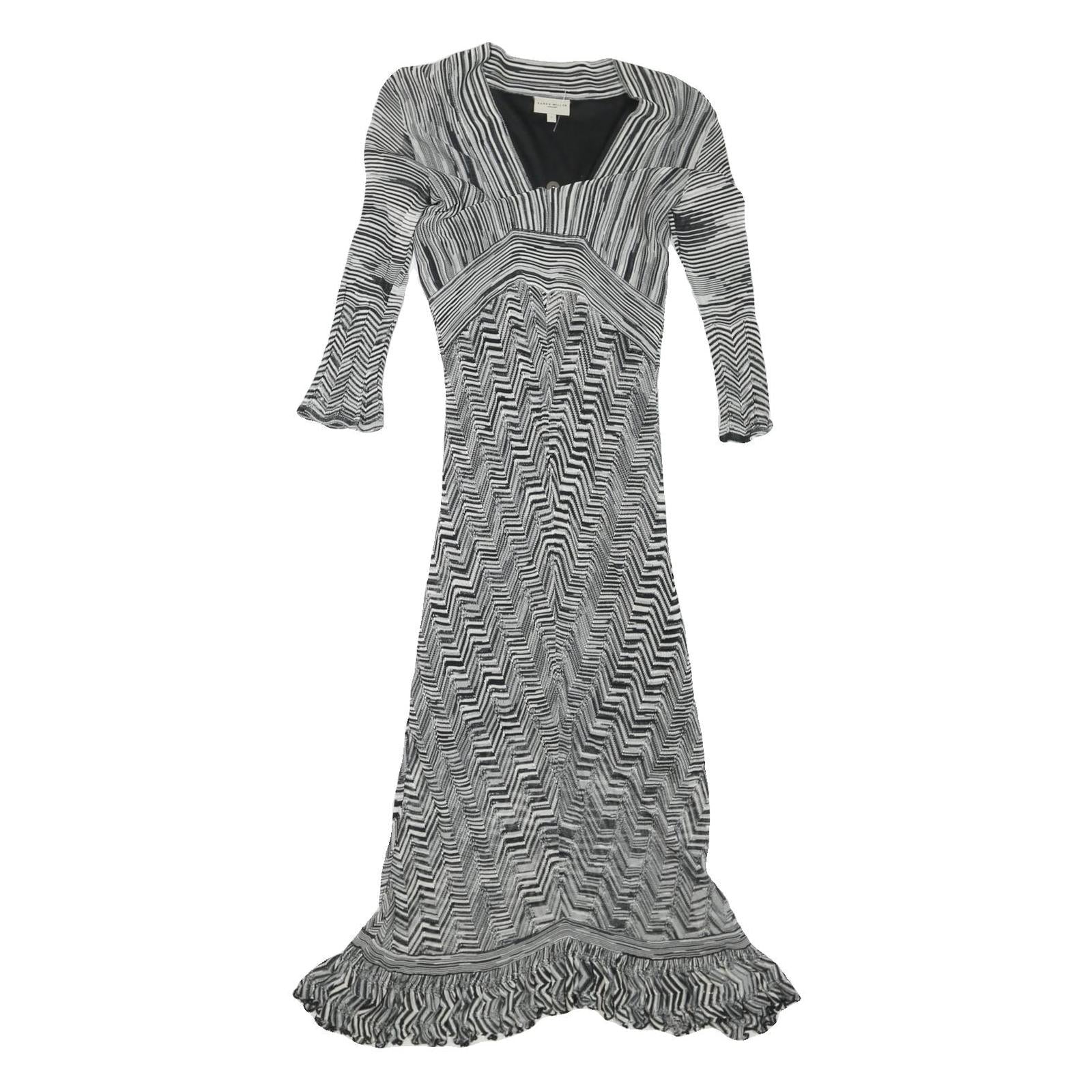 KAREN MILLEN Womens Black & White Fit & Flare Woven Striped Midi Dress XS Refurbished - N/A refurbished available on Cerqular