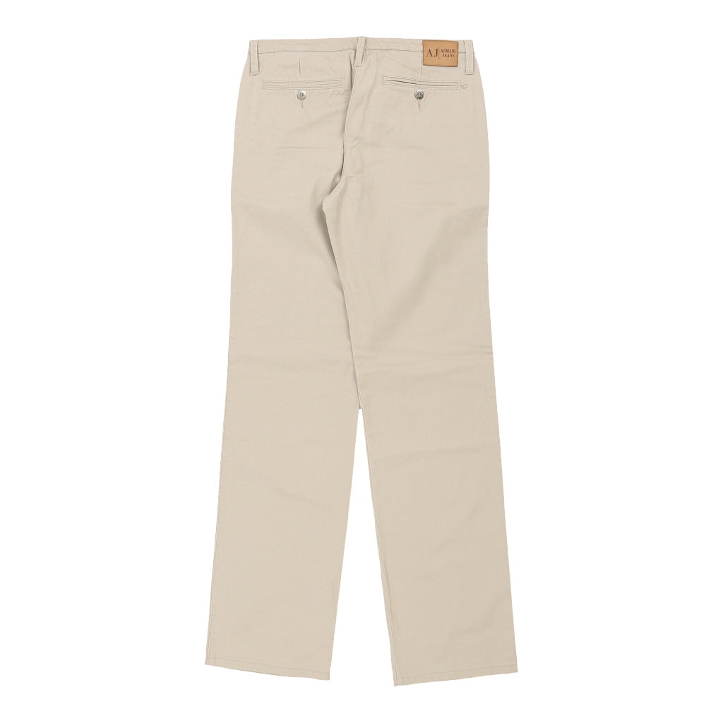 Armani Jeans Trousers - 30W 33L Beige Cotton Blend Refurbished - Thrifted (note: this is a term often used to describe second- refurbished available on Cerqular