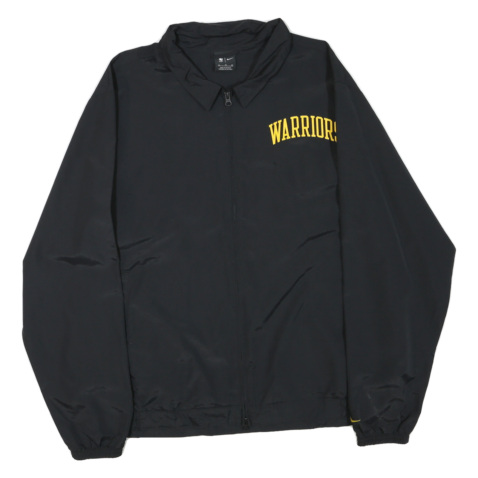 NIKE Mens Black & Yellow Warriors Zip Jacket XL Polyester Blend Plain Sportswear Refurbished - N/A refurbished available on Cerqular
