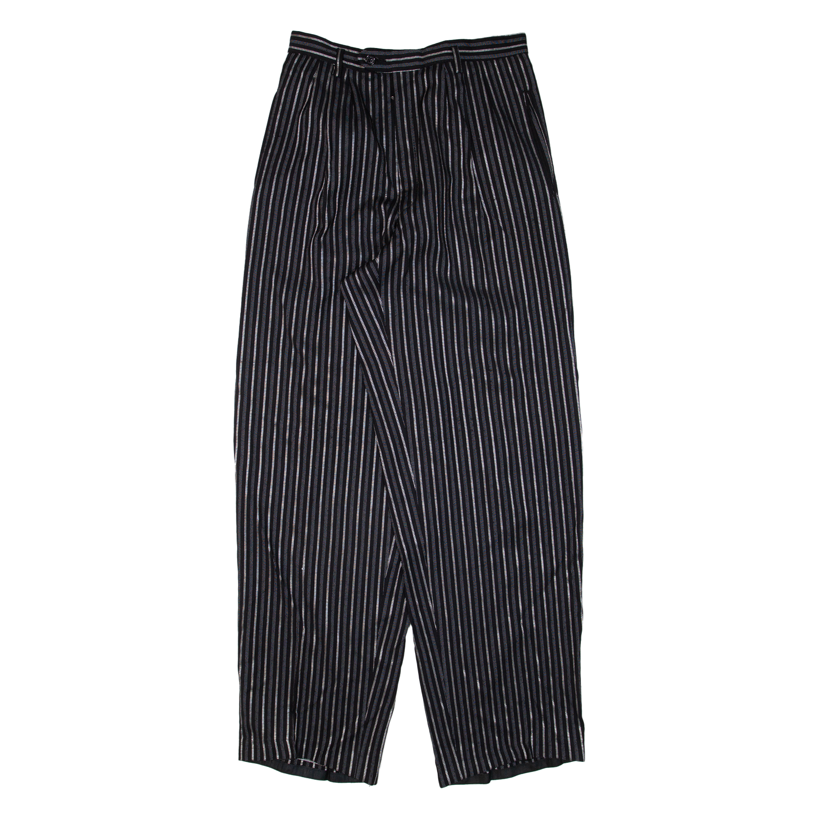 Pleated Striped Womens Trousers Black Loose Tapered W27 L30 Refurbished - N/A refurbished available on Cerqular
