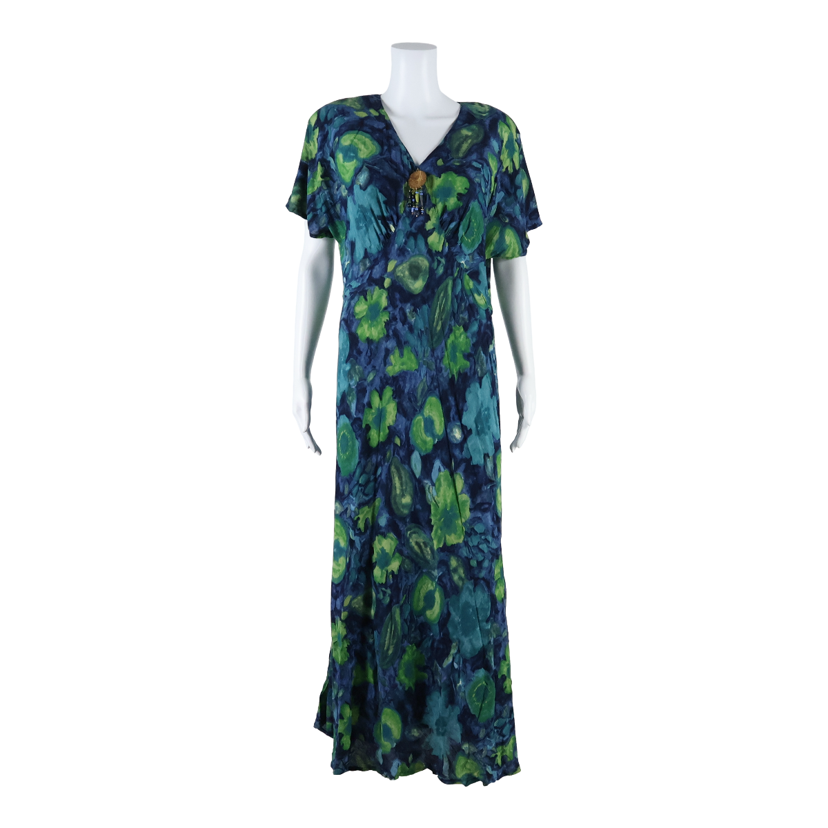 CAROLE LITTLE Womens Day Dress Blue Floral Short Sleeve Long UK 14 Refurbished - N/A refurbished available on Cerqular