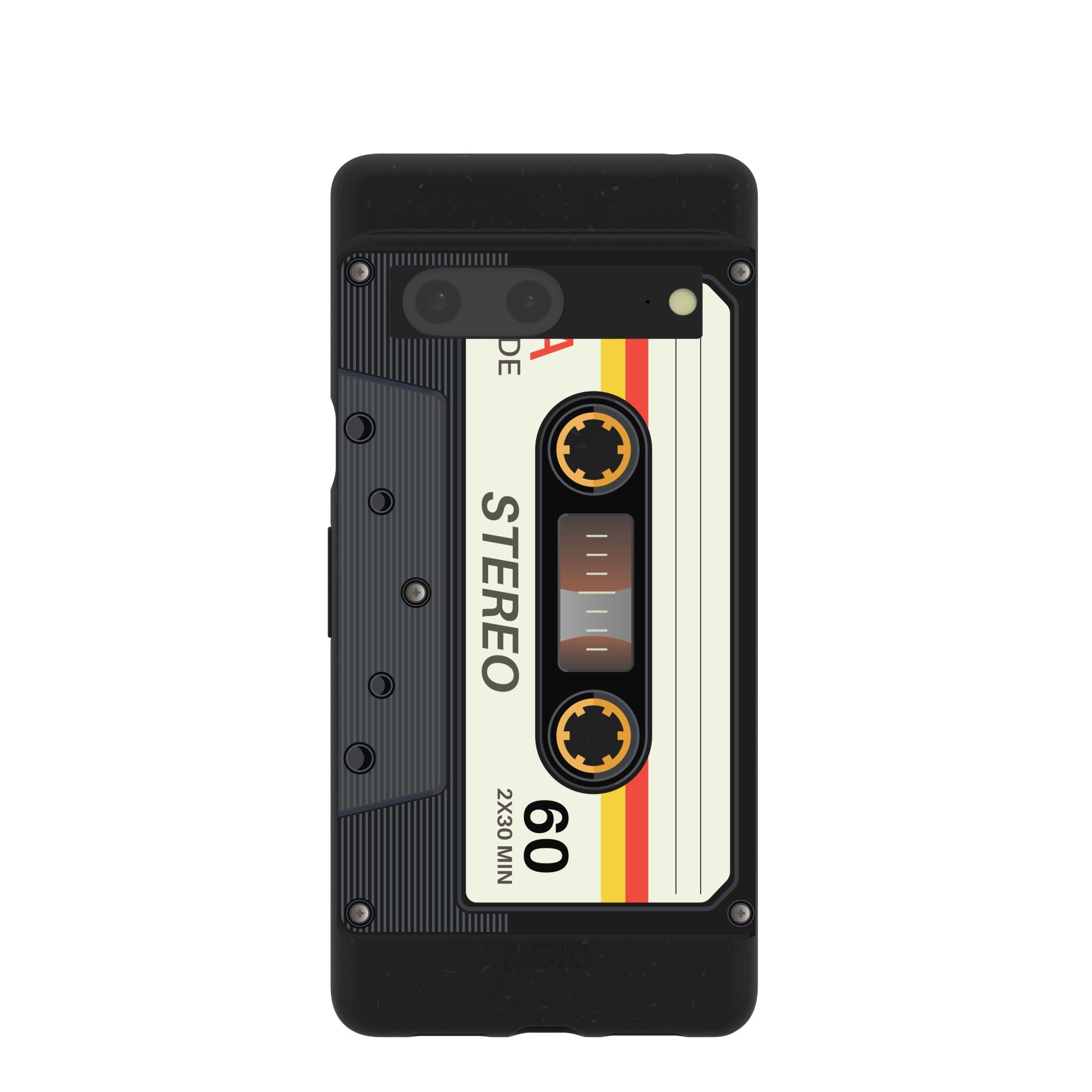 Black Cassette Google Pixel 7 Case Refurbished - Pela Case refurbished available on Cerqular
