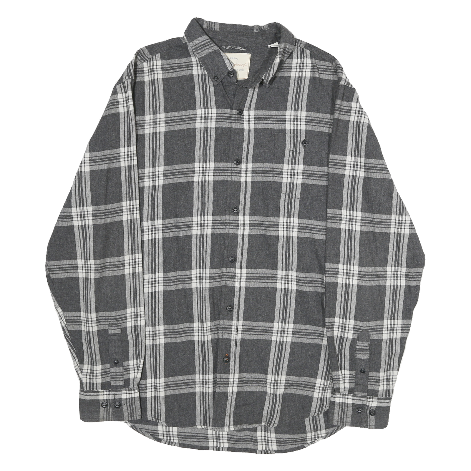 WEATHERPROOF Mens Grey & White Check Shirt L Cotton Casual Long Sleeve Button Refurbished - N/A refurbished available on Cerqular