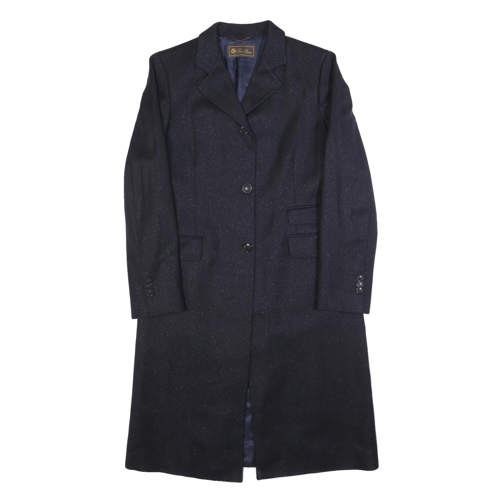 LORO PIANA Womens Navy Blue Jacket S Synthetic Button Woolblend Classic Formal Refurbished - N/A refurbished available on Cerqular