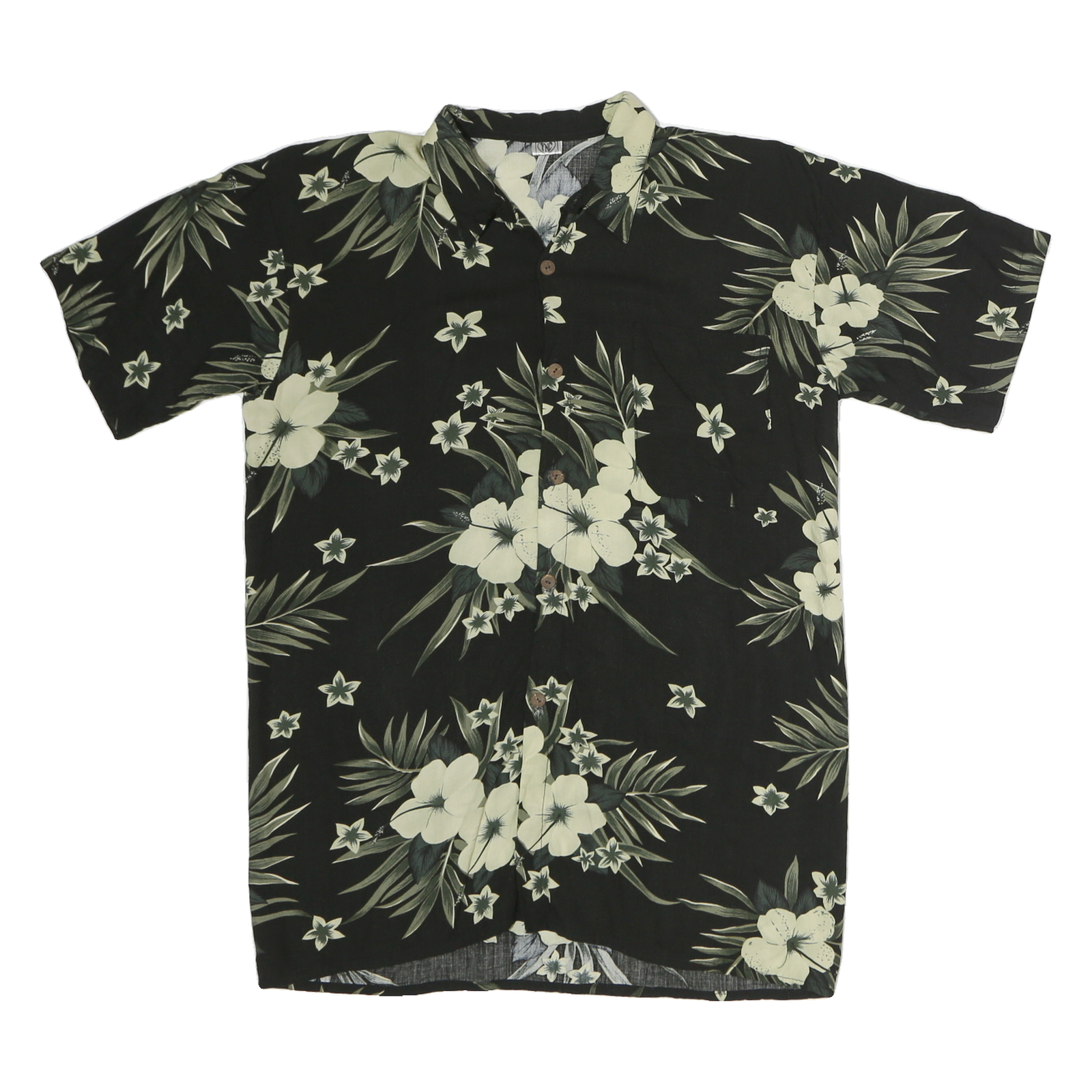 YNC Mens Black & Cream Floral Cotton Short Sleeve Shirt M Summer Casual Tropical Refurbished - N/A refurbished available on Cerqular