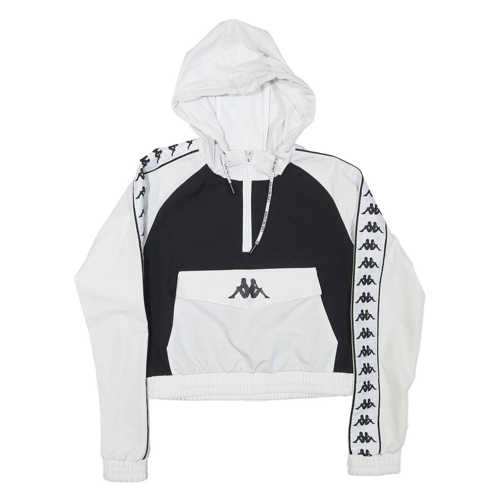 KAPPA Womens Black & White Logo Print Zip Up Jacket XS Polyester Blend Refurbished - N/A refurbished available on Cerqular