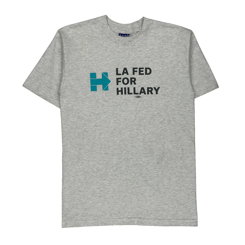 Hillary Clinton Campaign Union Made Single Stitch T-Shirt - Medium Grey Cotton Refurbished - Thrifted (note: this is a term often used to describe second- refurbished available on Cerqular