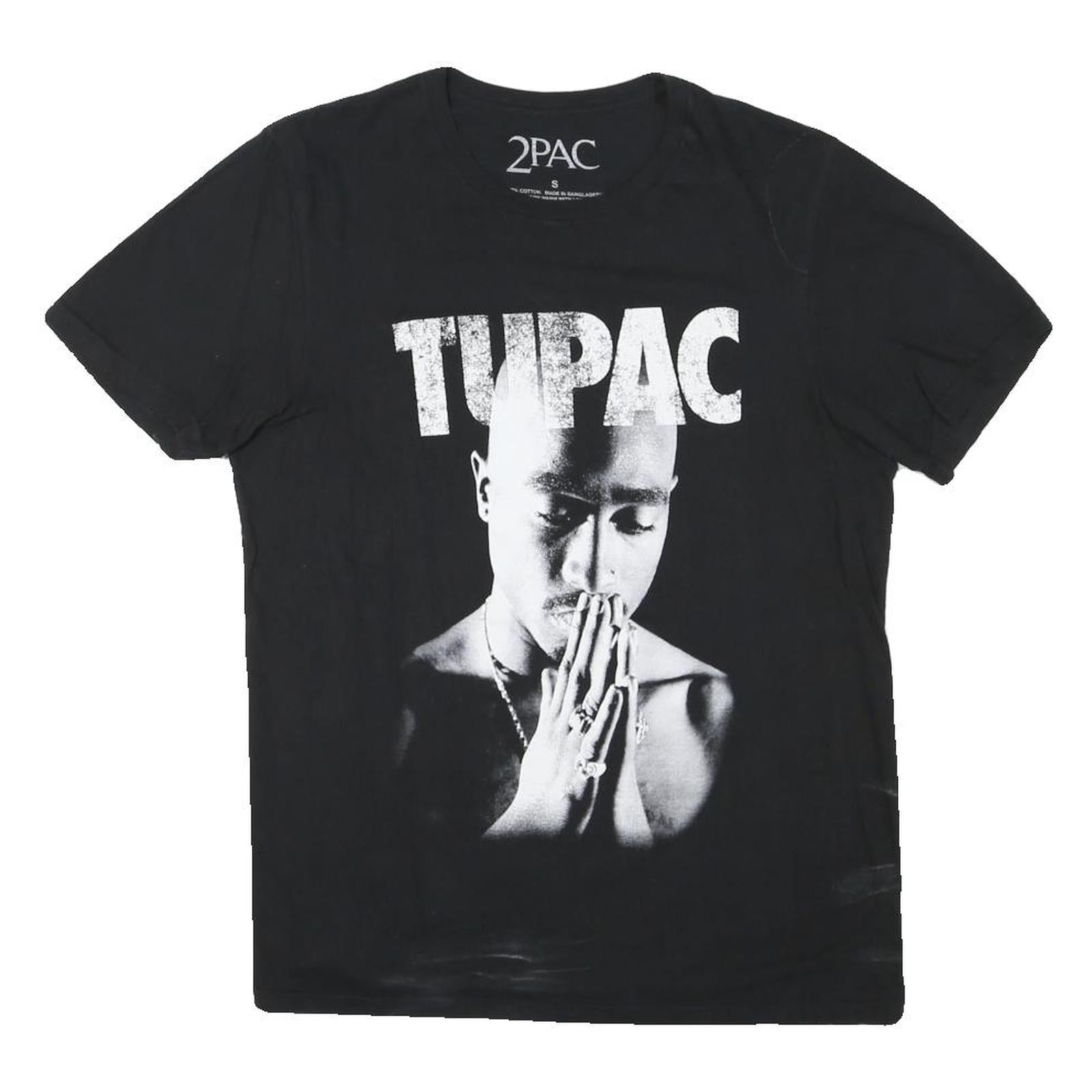 2PAC Mens Black Graphic T-Shirt XS Short Sleeve Crew Neck Cotton Blend Refurbished - N/A refurbished available on Cerqular