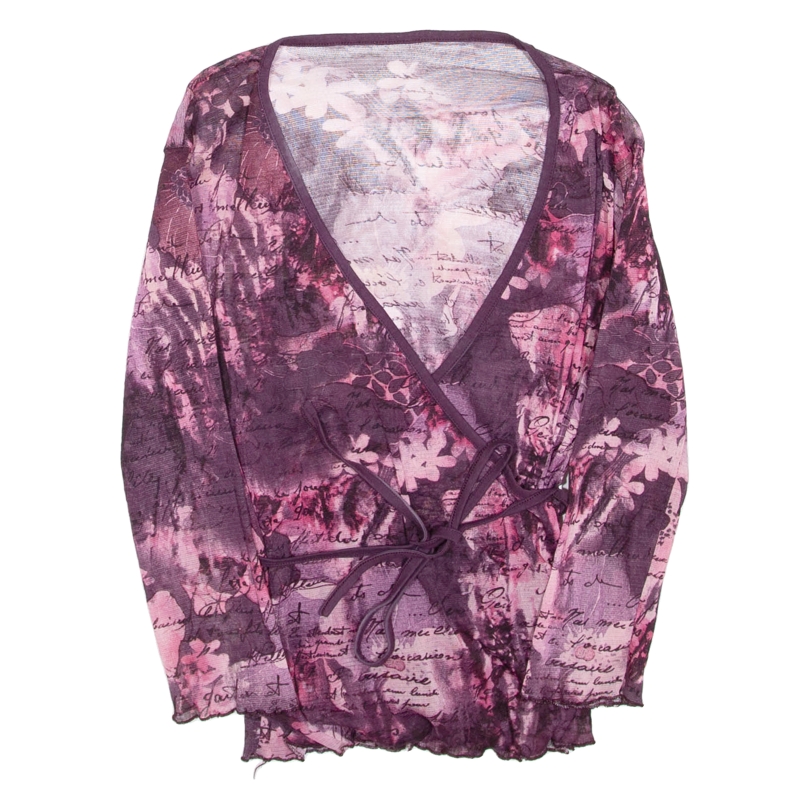 Buy Sheer Womens Wrap Blouse Purple V-Neck Long Sleeve Crazy Pattern S Refurbished - $16.89 Sheer Womens Wrap Blouse Purple V-Neck Long Sleeve Crazy Pattern S Refurbished - N/A refurbished available on Cerqular