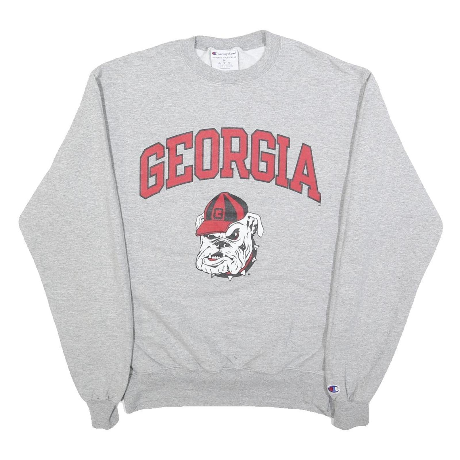 CHAMPION Mens Grey Georgia Bulldog Print Crew Neck M Cotton Blend Sweatshirt Refurbished - N/A refurbished available on Cerqular