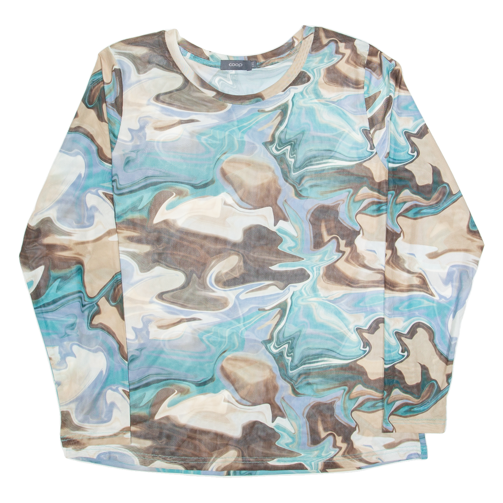 COOP Marble Womens Printed Top Blue Long Sleeve Crazy Pattern 2XL Refurbished - N/A refurbished available on Cerqular