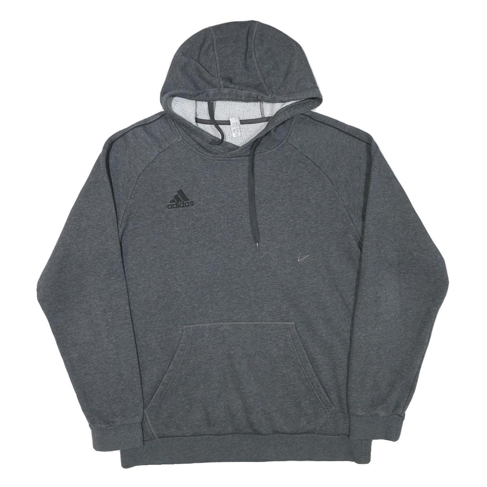 ADIDAS Mens Grey Hoodie L Cotton Blend Casual Sports Logo Pocket Refurbished - N/A refurbished available on Cerqular