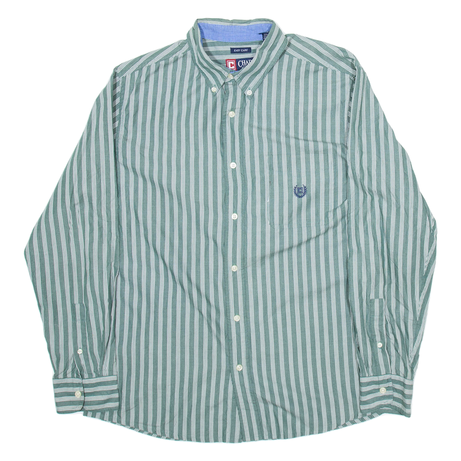 CHAPS Mens Shirt Green Striped Long Sleeve L Refurbished - N/A refurbished available on Cerqular