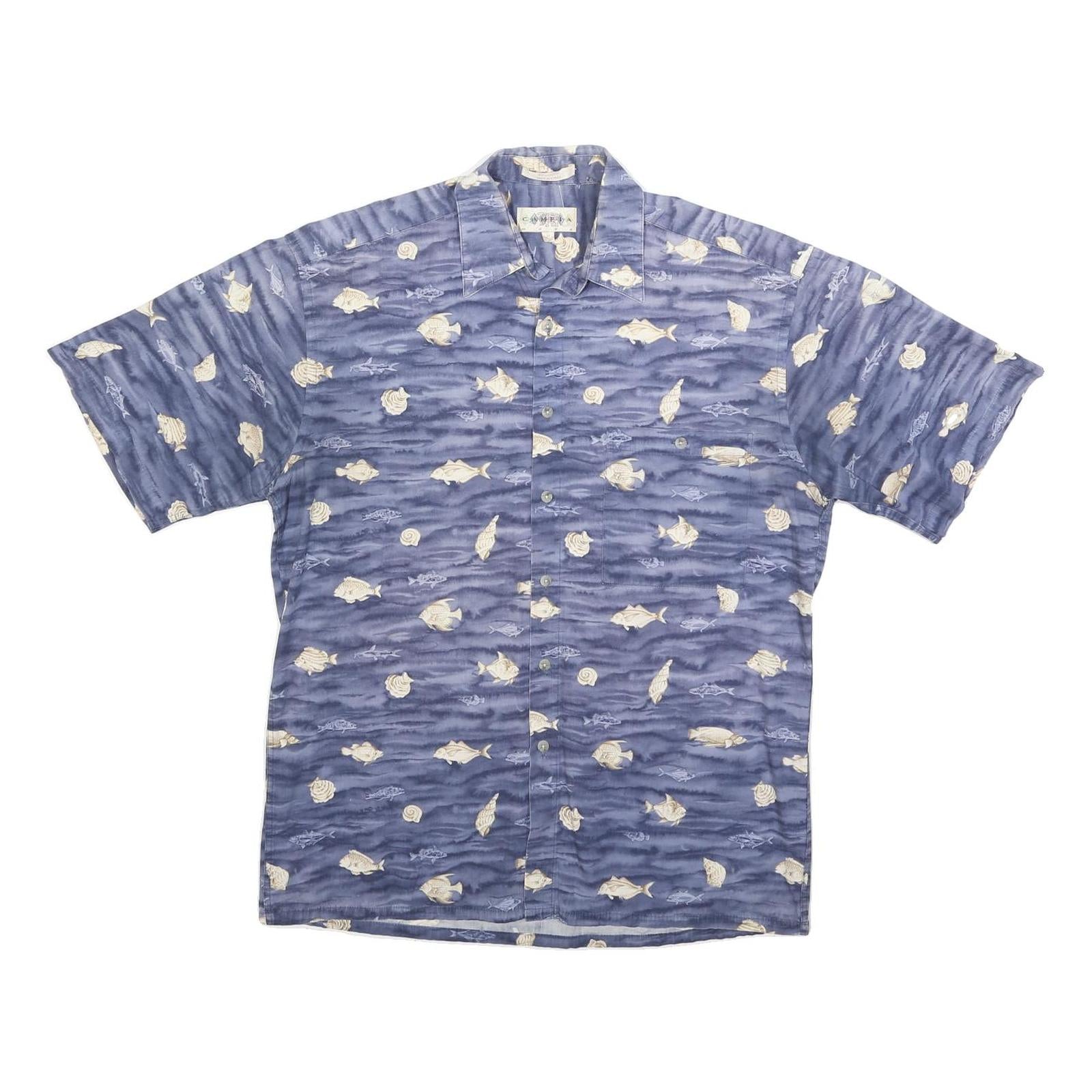 CAMPIA Mens Blue Sea Life Print Cotton Blend Casual Shirt M Summer Beachwear Refurbished - N/A refurbished available on Cerqular