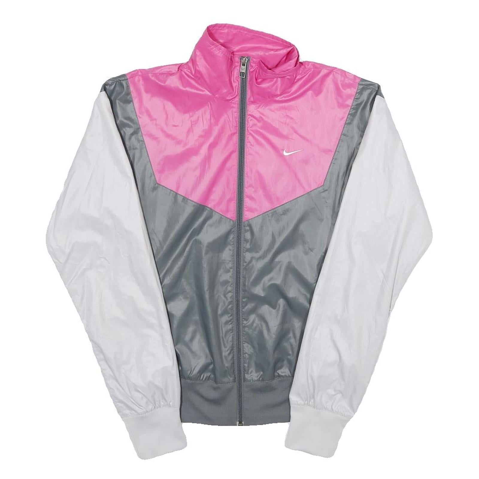 NIKE Womens Pink & Grey White Zip Jacket XS Polyester Colourblock Sportswear Refurbished - N/A refurbished available on Cerqular