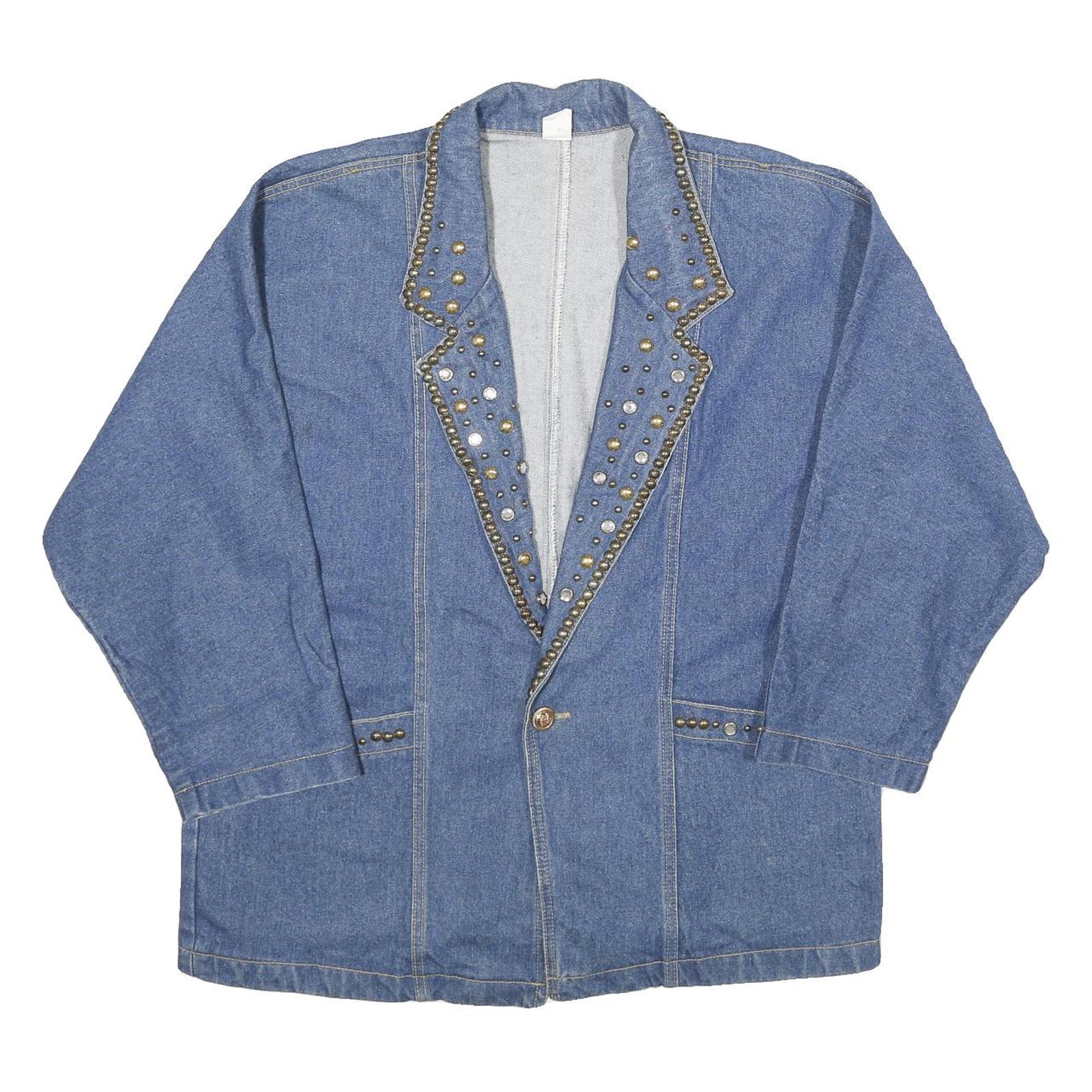 Buy Womens Blue Denim Stud Detail Button Jacket L Cotton Classic Relaxed Refurbished - $40.29 Womens Blue Denim Stud Detail Button Jacket L Cotton Classic Relaxed Refurbished - N/A refurbished available on Cerqular