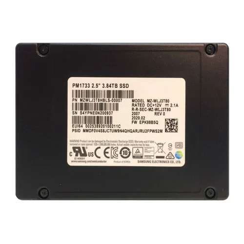 Samsung MZWLJ3T8HBLS-00007 | Enterprise PM1733 Series 3.84TB Triple-Level Cell PCI-Express 4.0 x4 NVMe Read-Intensive U.2 2.5-Inch Solid State Drive Refurbished - Samsung refurbished available on Gotodirect