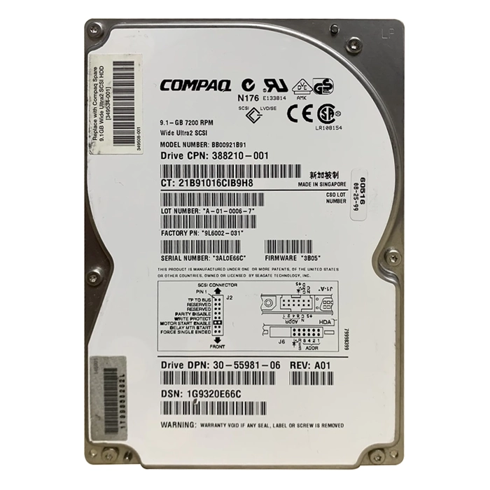 HP BB00921B91 | 9.1GB 7200RPM Ultra2 SCSI Hot Swappable 68-Pin 4MB Cache 3.5-Inch Hard Drive Refurbished - Hewlett-Packard (ou HP en abrégé) refurbished available on Gotodirect
