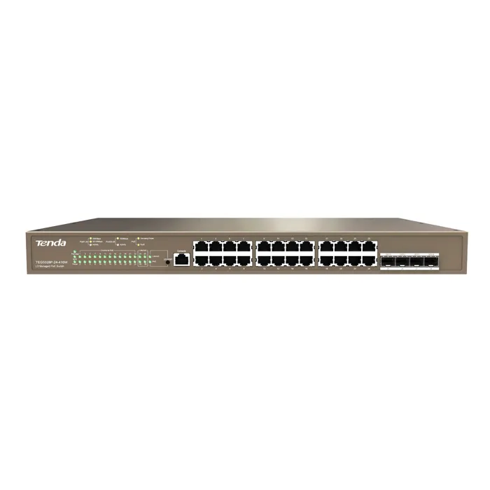 Tenda TEG5328P-24-410W | 24-Ports 10/100/1000Base-T PoE with 4 x Separate 1000 Base-X SFP Ports Layer 3 Managed Ethernet Switch Refurbished - Tenda refurbished available on Gotodirect