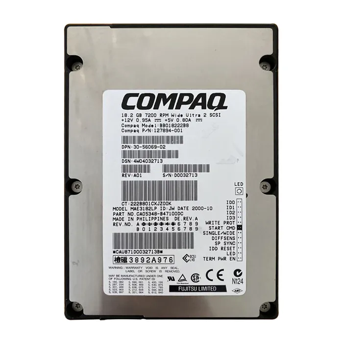 Buy HP 127894-001 | 18.2GB 7200RPM Ultra-2 Wide SCSI (LVD) 68-Pin 3.5-Inch Hard Drive for 9000 Server R380/R390 Refurbished - $479.23 HP 127894-001 | 18.2GB 7200RPM Ultra-2 Wide SCSI (LVD) 68-Pin 3.5-Inch Hard Drive for 9000 Server R380/R390 Refurbished - Hewlett-Packard (ou HP en abrégé) refurbished available on Gotodirect