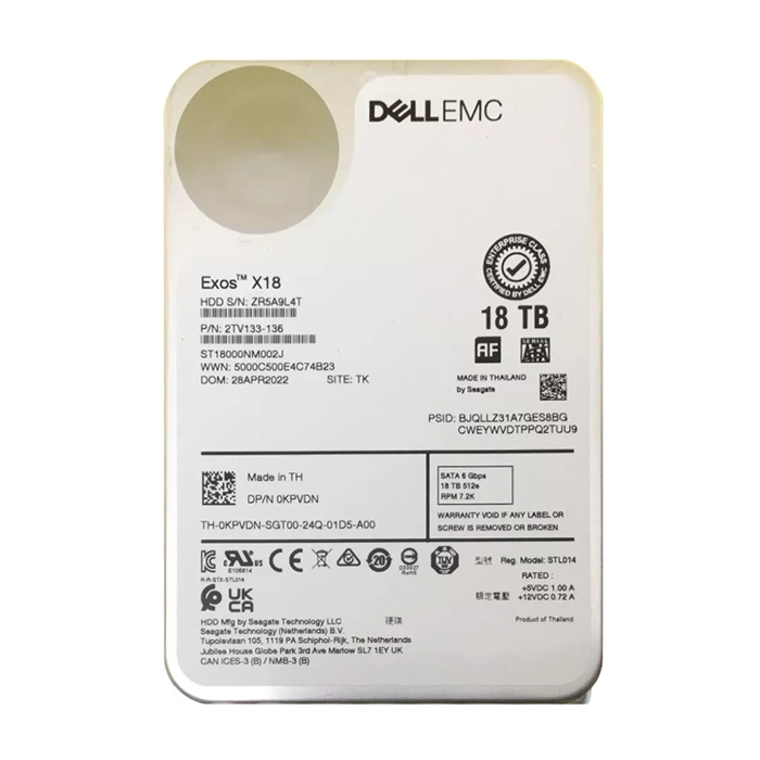 Dell KPVDN | 18TB 7200RPM 6Gb/s SATA Hot Plug 3.5-inch Hard Drive Refurbished - Dell refurbished available on Gotodirect