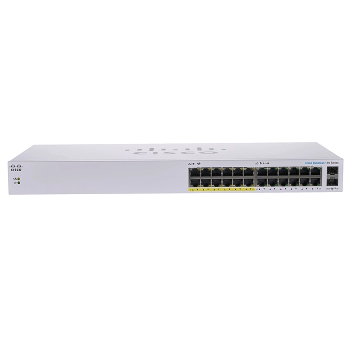 Cisco CBS110-24PP-NA | Business 110 Series CBS110-24PP 10 x Ports 10/100/1000Base-T + 12 x Ports PoE 10/100/1000Base-T + 2 x SFP Ports Layer 2 Unmanaged Rack-mountable Gigabit Ethernet Network Switch Refurbished - Cisco Systems Inc. refurbished available on Gotodirect