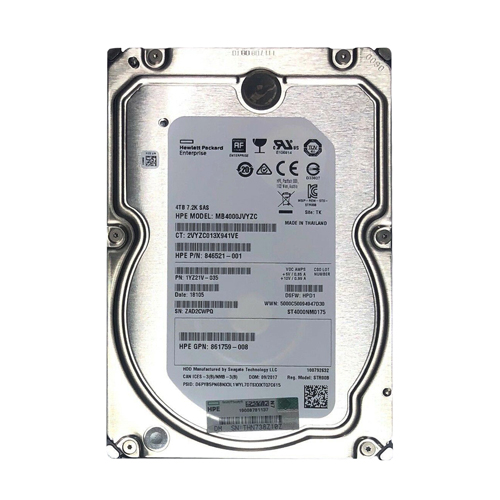 Buy HP 846521-001 | 4TB 7200RPM SAS 12GB/s Hot-Pluggable 3.5-Inch LPc Hard Drive for ProLiant Gen10/Gen10+/Gen11 Servers Refurbished - $287.78 HP 846521-001 | 4TB 7200RPM SAS 12GB/s Hot-Pluggable 3.5-Inch LPc Hard Drive for ProLiant Gen10/Gen10+/Gen11 Servers Refurbished - Hewlett-Packard (ou HP en abrégé) refurbished available on Gotodirect