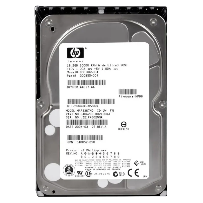 HP 300955-004 | 18.2GB 10000RPM Ultra-160 SCSI Hot-Pluggable (LVD) 80-Pin 3.5-Inch Hard Drive Refurbished - Hewlett-Packard (ou HP en abrégé) refurbished available on Gotodirect